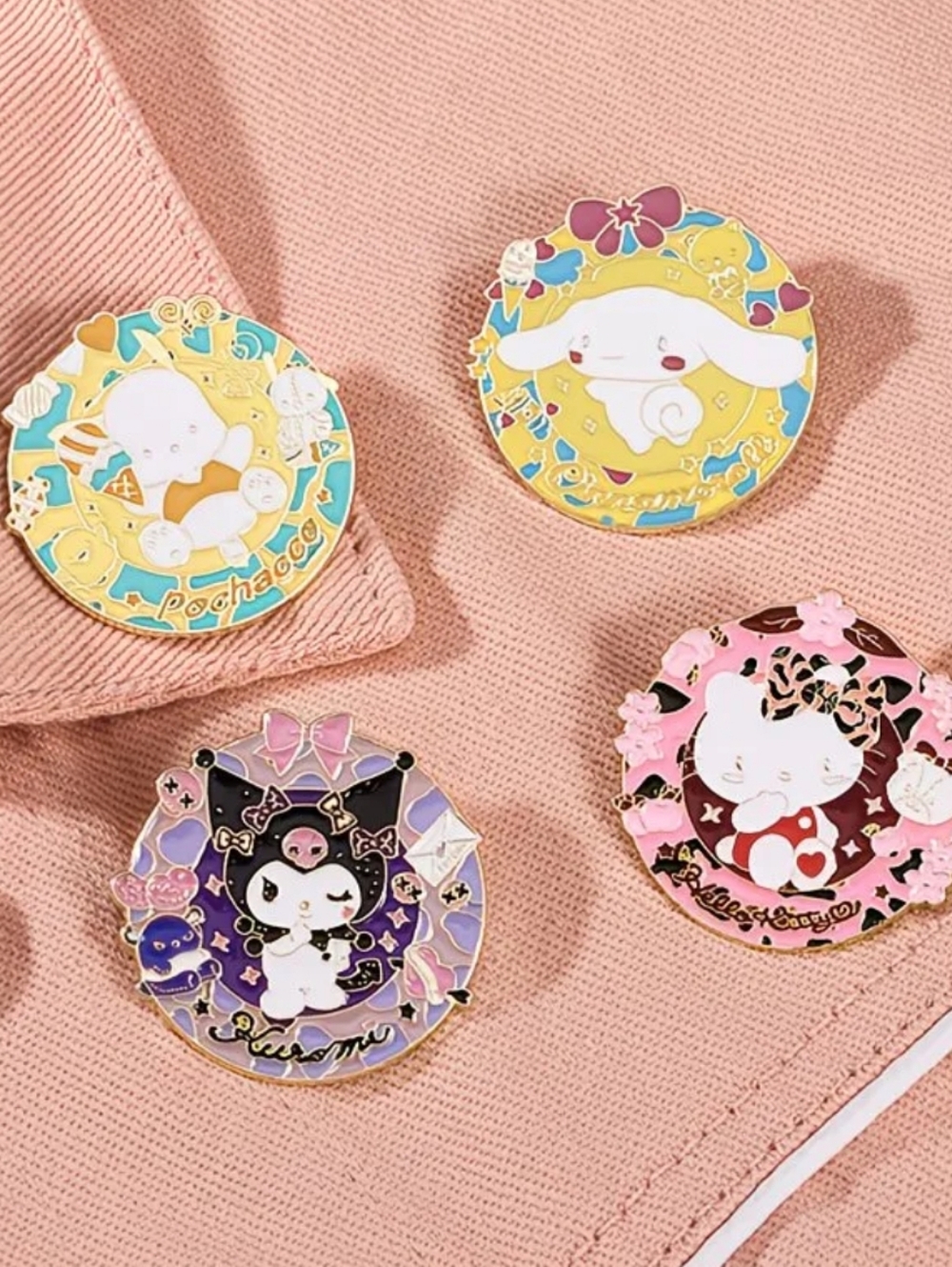 NEW Set Of 4 Cute Sanrio Character Enamel Pins - Picture 2 of 4